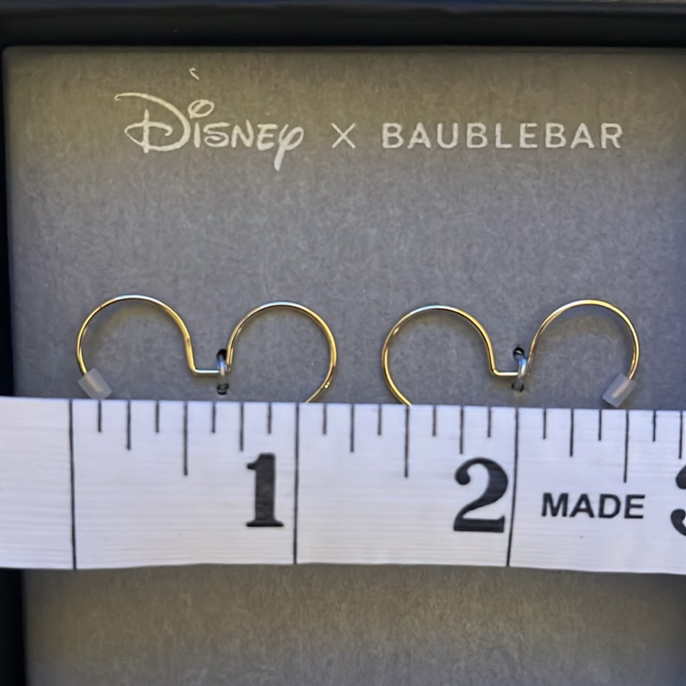 ⚜️BaubleBar Mickey Mouse Disney 18K Gold Sterling Silver Threader Hoop earrings - Picture 7 of 9